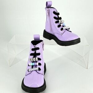 Tucker + Tate Girls Size 8 Purple Patent Leather Paislee Ankle Boots NEW Beaded